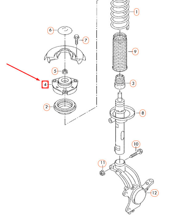 1K0412331B - NEW AUDI A3 8P FRONT SUSPENSION UPPER STRUT MOUNT 1K0412331B