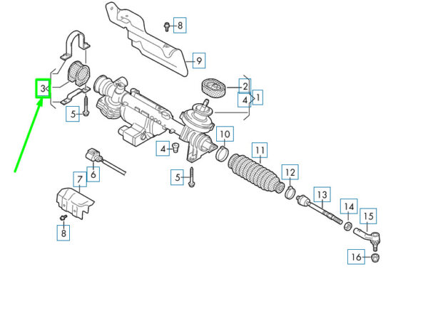 1K0498884 - NEW AUDI A3 8P STEERING GEAR RABARD MOUNT 1K0498884 ORIGINAL