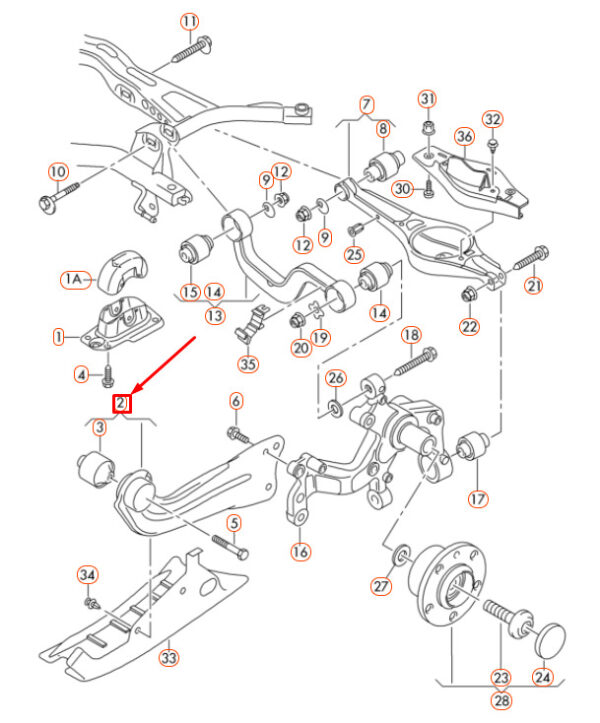 1K0505223K - NEW AUDI A3 8P REAR LEFT HANDLING ARM 1K0505223K ORIGINAL