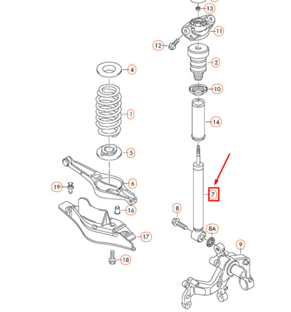 1K0513029GP - NEW VOLKSWAGEN GOLF MK5 REAR GAS SHOCK ABSORBER 1K0513029GP ORIGINAL