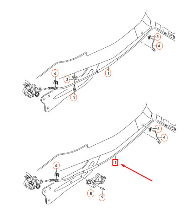 1K0609721BE - Audi A3 8P parking brake rope rear 1K0609721BE NEW REAL
