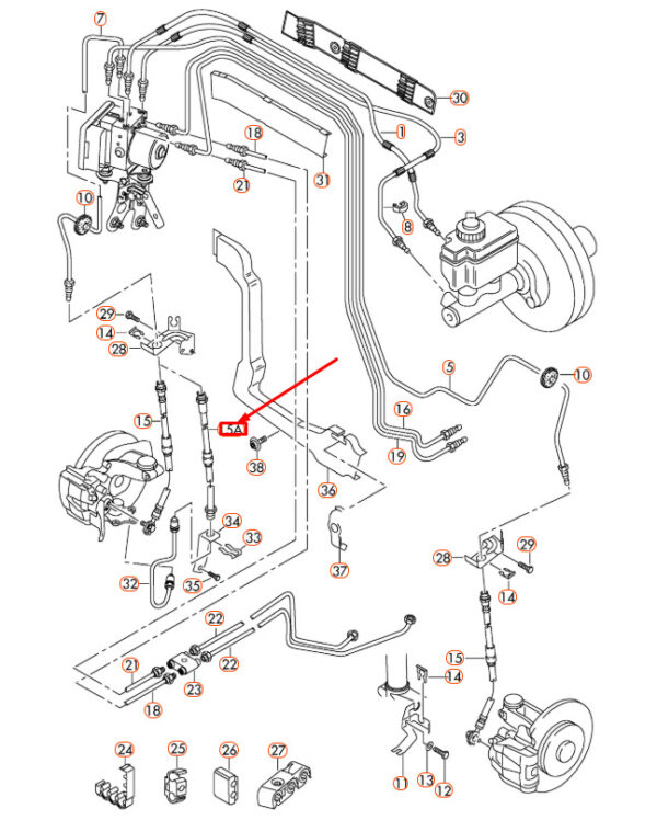 1K0611701L - NEW AUDI A3 8P FRONT BRAKE HOSE 1K0611701L OEM