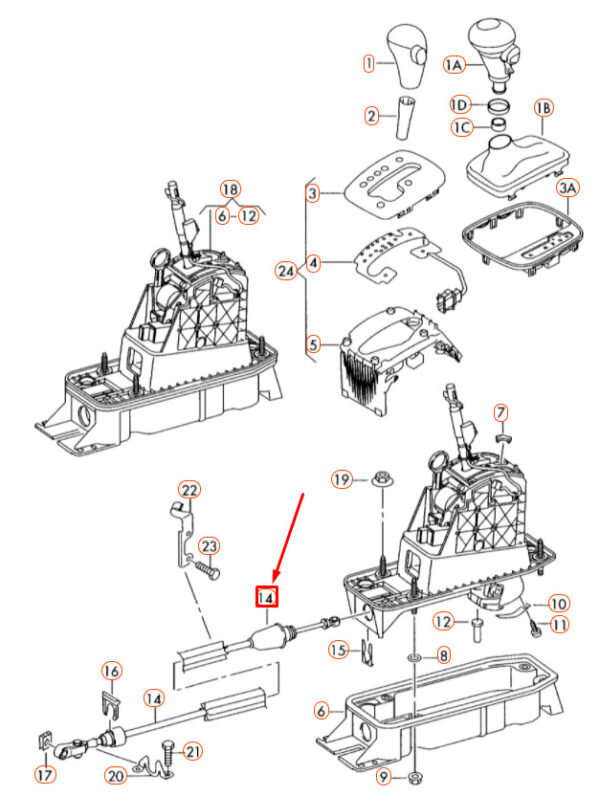 1K0713265L - NEW AUDI A3 8P SWITCHING MECHANISM CABLE 1K0713265L ORIGINAL