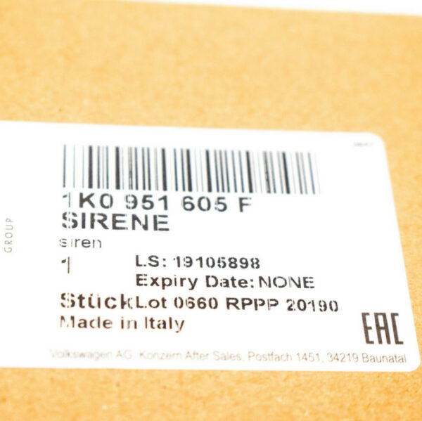 1K0951605F - Audi A3 8P Alarm Siren Signal 1K0951605F NEW GENUINE