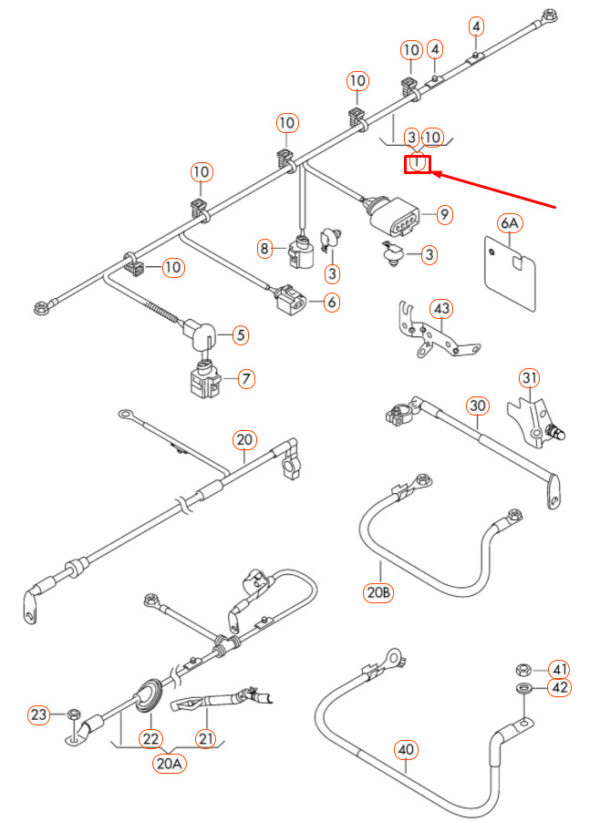 1K0971349CR - NEW AUDI A3 8P THREE-PHASE ALTERNATOR WIRING HARNESS 1K0971349CR ORIGINAL