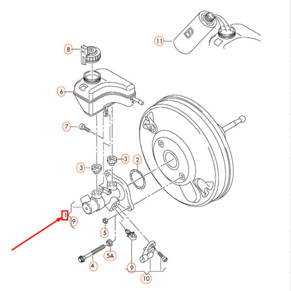 1K1614019F - NEW AUDI A3 8P BRAKE MASTER CYLINDER LHD 1K1614019F ORIGINAL