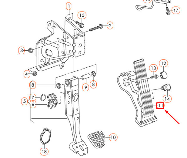 1K1721503AS - NEW AUDI TT 8J ACCELERATOR PEDAL LHD 1K1721503AS ORIGINAL