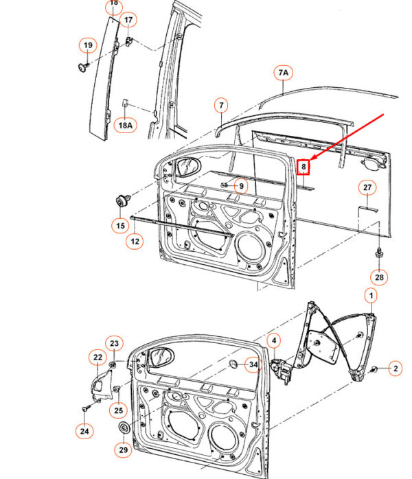 1K5837478E5AP - NEW VW JETTA MK5 FRONT RIGHT OUTER WINDOW APERTURE SEAL 1K5837478E5AP ORIGINAL