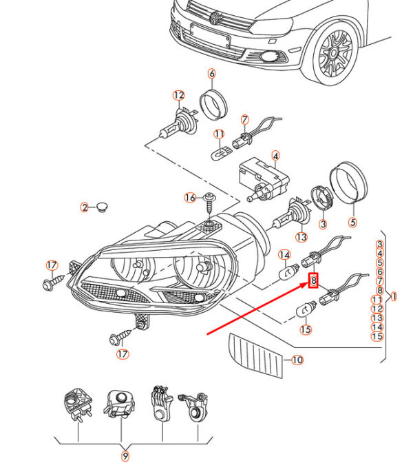 1Q0971671 - NEW VOLKSWAGEN EOS FRONT LEFT HEADLIGHT WIRING SET 1Q0971671 ORIGINAL