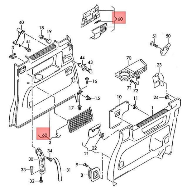 1T0868442E71N - NEW VW TOURAN 1T1 1T2 1T3 9R1 COVER BACKREST LOCK ANTHRACITE 1T0868442E71N