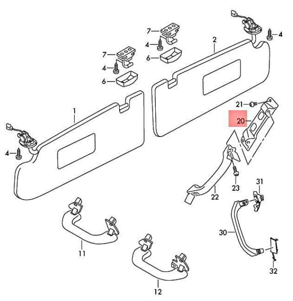 2H0810413 - NEW VW AMAROK BRACKET FOR GRAB HANDLE A-PILLAR 2H0810413 ORIGINAL