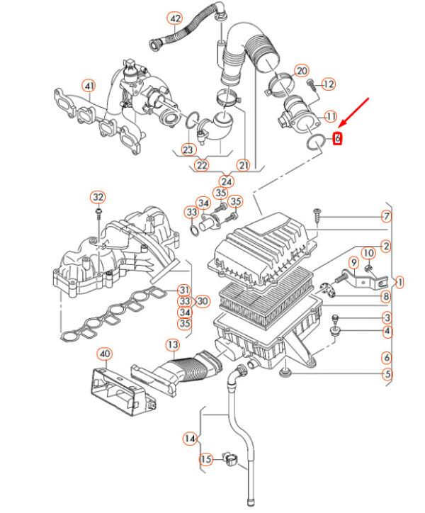 357129625A - NEW AUDI A1 MK1 AIR MASS CURRENT SENSOR SEAL O-RING 357129625A ORIGINAL
