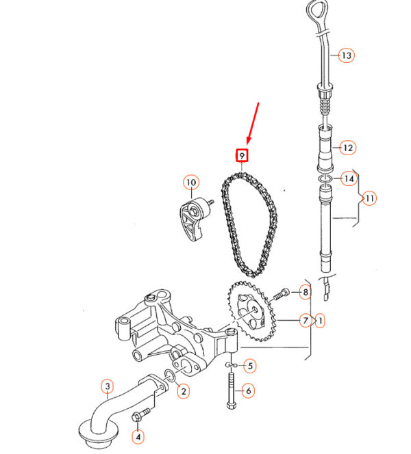 38115230 - NEW AUDI A4 B7 OIL PUMP DRIVE CHAIN 038115230