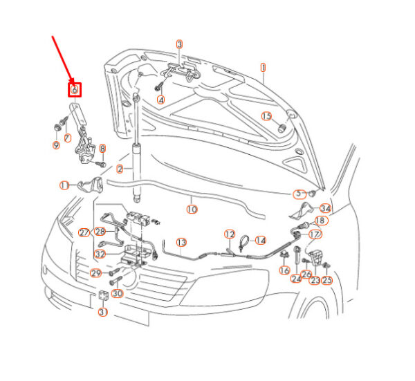 3AA823301 - Volkswagen PASSAT B7 bonnet cover left hinge 3AA823301 NEW REAL