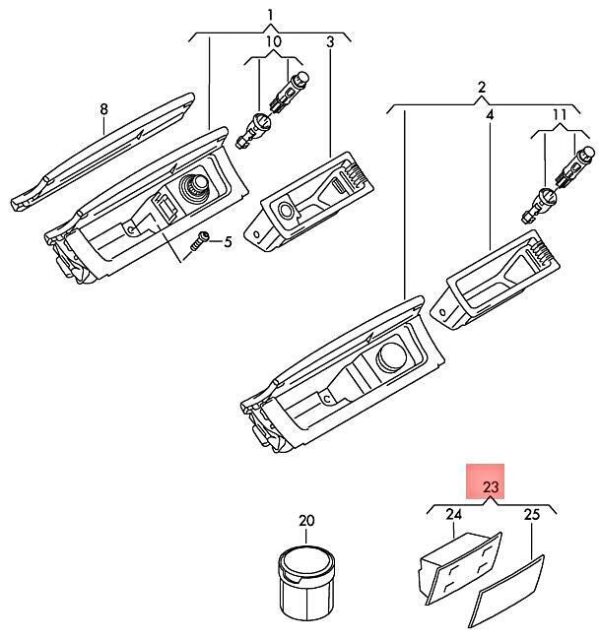 3AA857962R48 - NEW VW ASHTRAY WITH HOUSING LIGHT BEIGE/DESERT BEIGE 3AA857962R48 ORIGINAL