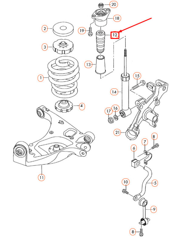 3B0512131H - NEW AUDI A4 B6 REAR SHOCK ABSORBER BUMP STOP - 3B0512131H