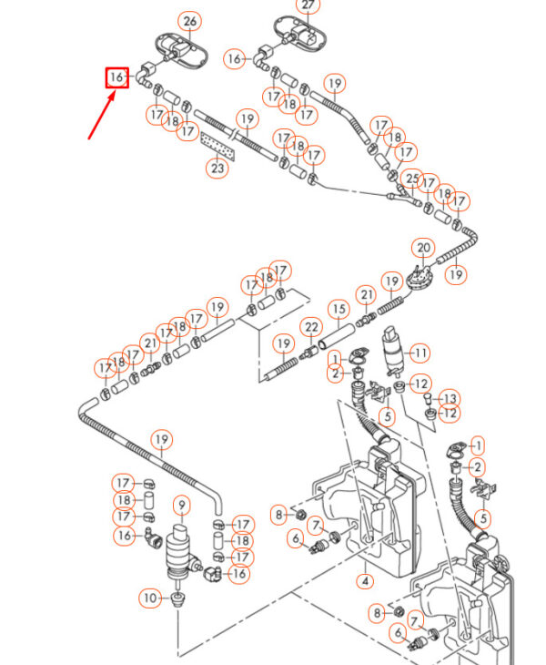 3B0955665C - NEW AUDI A1 8X WINDSCREEN WASHER SYSTEM ELBOW FITTING 3B0955665C ORIGINAL