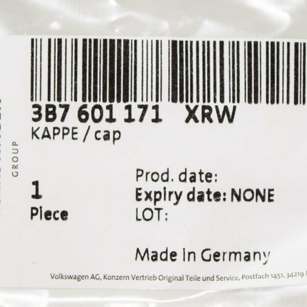 3B7601171XRW - Volkswagen 16" Wheel Center Hub Cap Cover 3B7601171XRW 3B7601171 NEW GENUINE