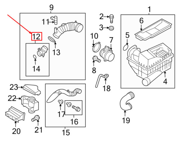 3C0129635 - Audi Q3 8U engine air intake hose adapter 3C0129635 NEW ORIGINAL