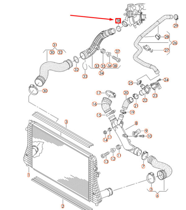 3C0145117D - NEW AUDI A1 8X TURBO AIR HOSE SEAL 3C0145117D