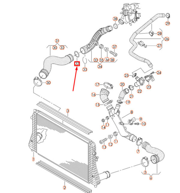 3C0145117F - NEW AUDI A1 8X CHARGE PIPE O-RING 3C0145117F