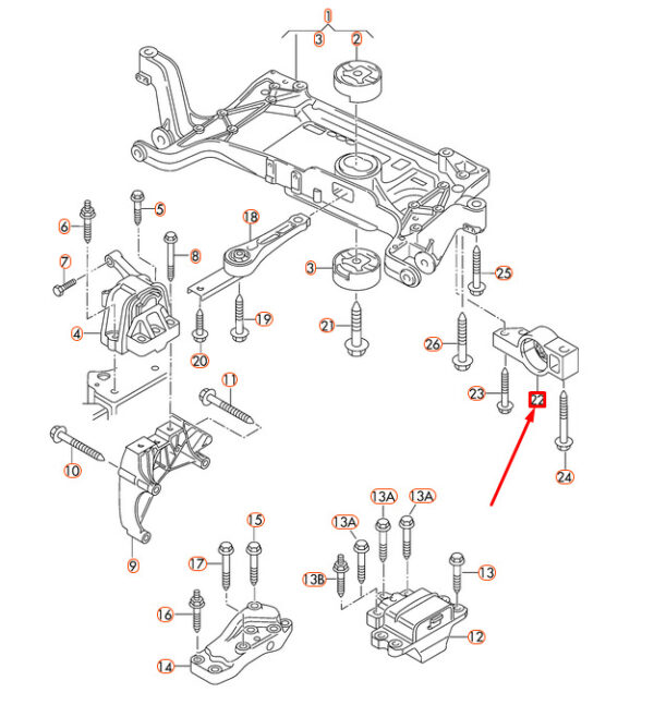 3C0199231E - NEW AUDI Q3 8U ENGINE MOUNT RHD 3C0199231E
