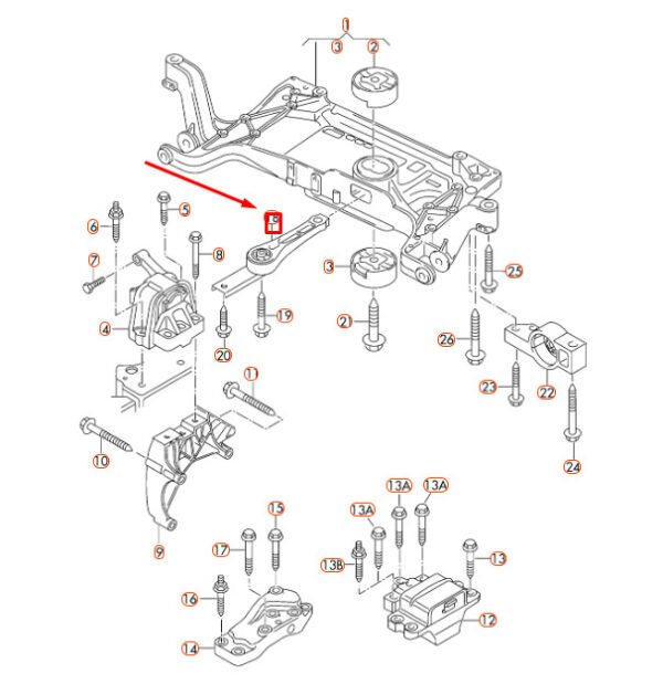 3C0199855M - NEU AUDI Q3 8U HECKMOTOR DOGBONE MONTAGE UNTERSTÜTZUNG 3C0199855M