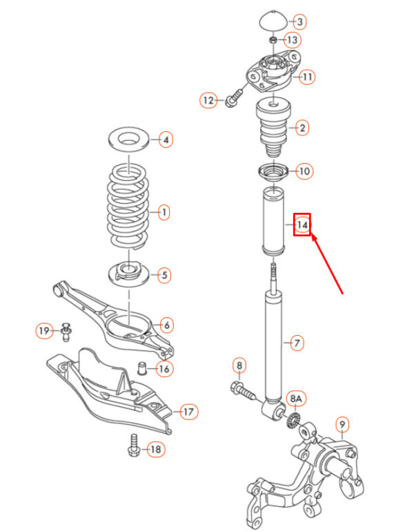 3C0513425 - NEW AUDI A3 8P BEHIND HUPPENTURE SHOCK ABSORBER PROTECTIVE PIPE 3C0513425 ORIGINAL