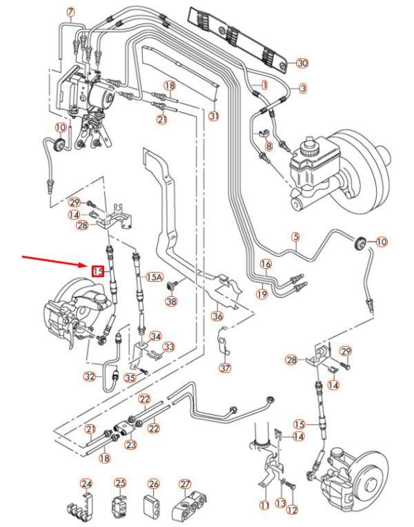 3C0611701J - NEW AUDI A3 8P FRONT BRAKE HOSE 3C0611701J ORIGINAL