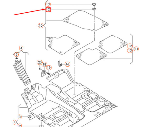 3C0864523 - NEW AUDI A1 8X FOOT MAT HOLDER 3C08645239B9 ORIGINAL