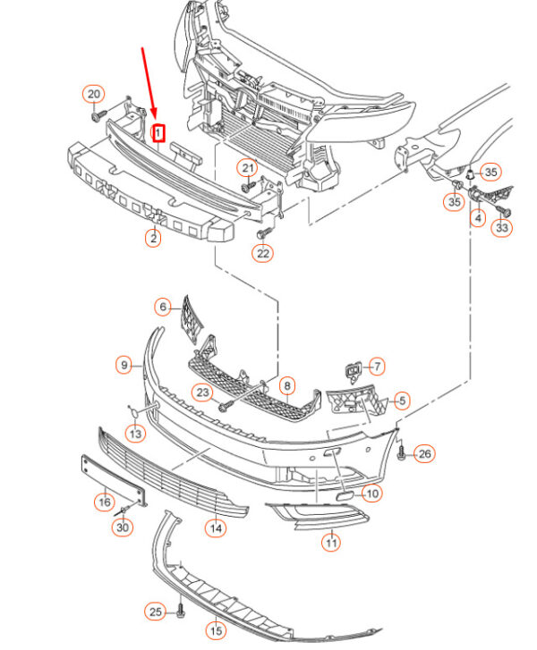 3C8807109C - Volkswagen CC front bumper reinforcement impact bar 3C8807109C NEW REAL