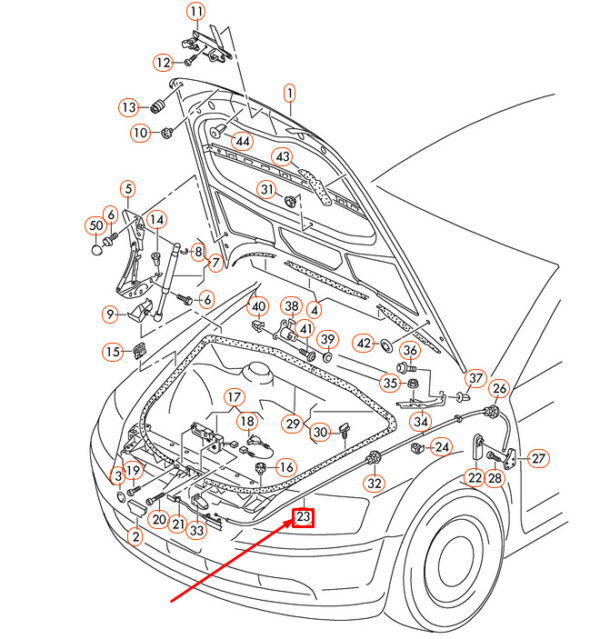 3D0823535E - Volkswagen Phaeton 3D Bonnet Hood Rear Lid Lock Cable 3D0823535E NEW GENUINE