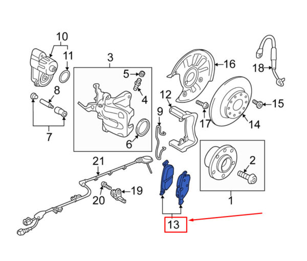 3Q0698451N - NEW AUDI A3 CONVERTIBLE 8V REAR BRAKE PADS 3Q0698451E ORIGINAL