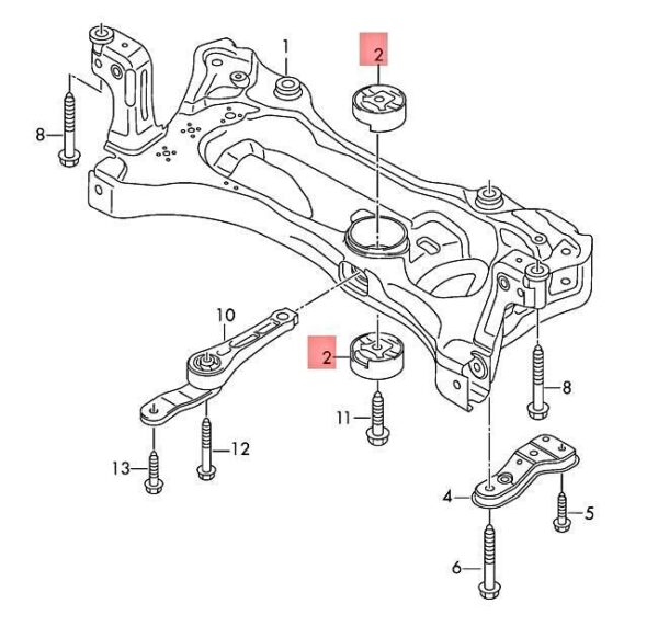 3QF199867A - NEW VW AUDI ATLAS CROSS SPORT TERAMONT Q3 BONDED RUBBER BUSH 3QF199867A ORIGINAL