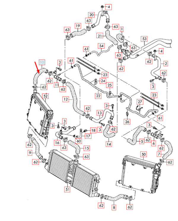 420121069A - Audi R8 42 cooler top tube hose 420121069A NEW REAL 2015