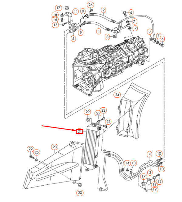 420317021D - NEW AUDI R8 42 GEAR OIL COOLER 420317021D ORIGINAL