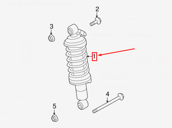 420512020AJ - Audi R8 Spyder 42 rear right shock absorbers 4205120AJ NEW ORIGINAL