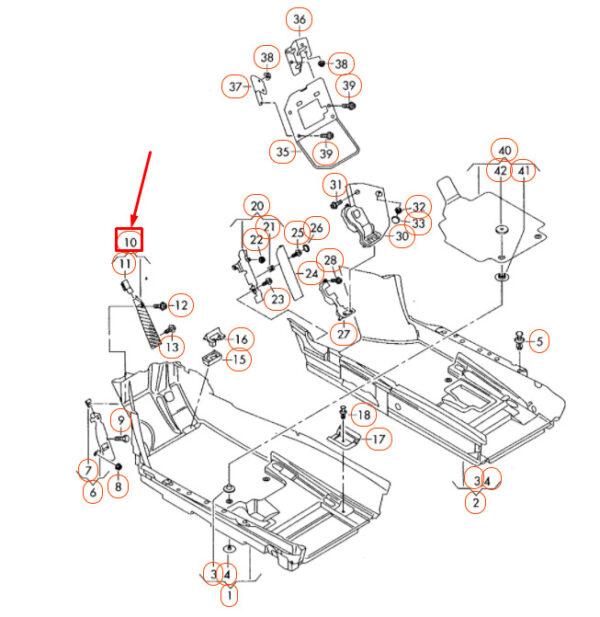 423864777A4PK - NEW AUDI R8 42 FOOT REST SUPPORT BASE 423864777A4PK ORIGINAL
