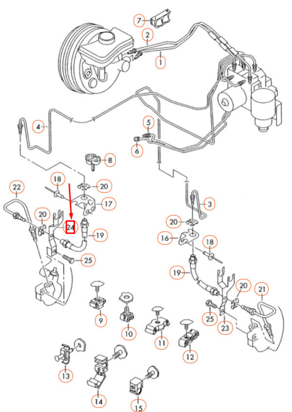 4B0615134G - NEW AUDI A4 B7 FRONT RIGHT BRAKE HYDRAULIC HOSE BRACKET 4B0615134G ORIGINAL