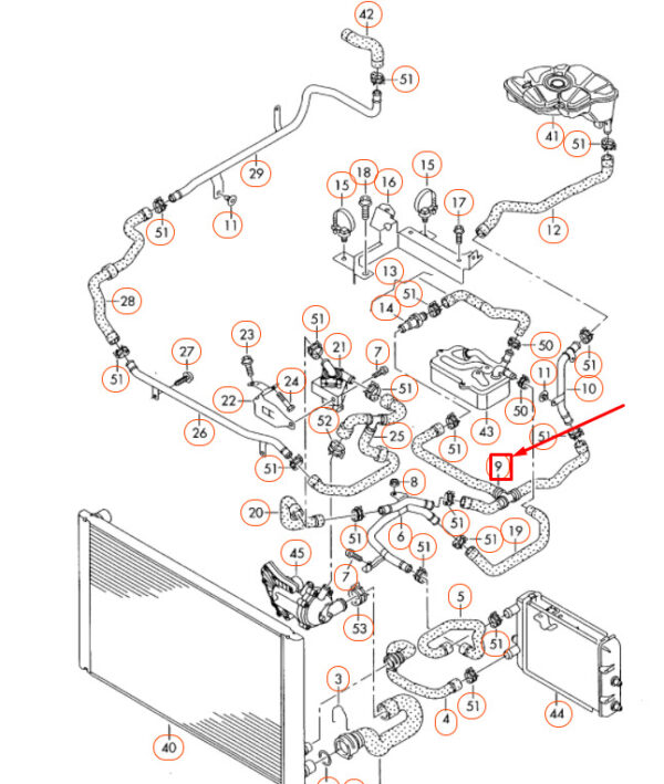 4E0121088Q - NEW AUDI A8 D3 ENGINE COOLANT HOSE 4E0121088Q ORIGINAL