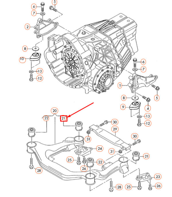 4E0399419 - NEW AUDI A8 D3 REAR GEARBOX BONDED RUBBER BUSH 4E0399419