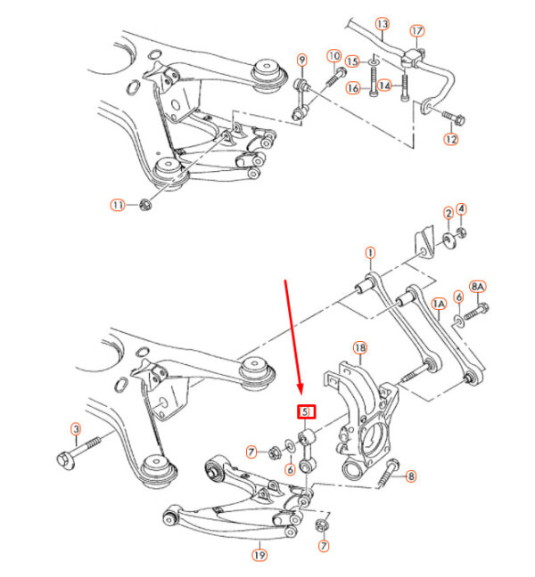 4E0505548L - Audi A8 D3 rear right pendulum rod connecting rod 4E0505548L NEW