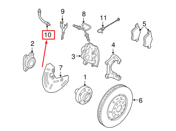 4E0611707C - NEW AUDI A8 D3 4E FRONT BRAKE HOSE 4E0611707C ORIGINAL