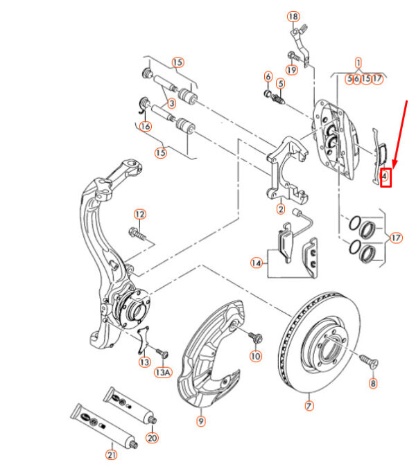 4E0615269B - NEW AUDI A6 C6 FRONT BRAKE CALIPER RETAINING SPRING 4E0615269B ORIGINAL