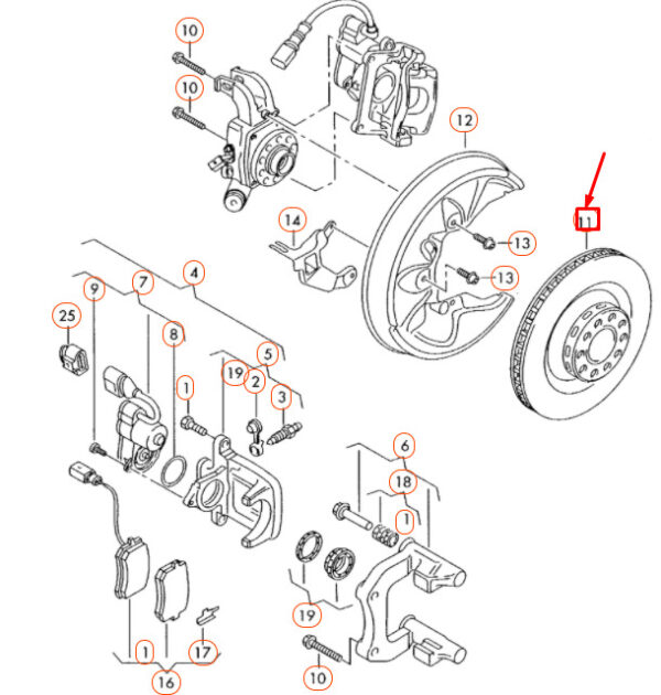 4E0615601L - NEW AUDI A8 D3 REAR VENTILATED BRAKE DISC 4E0615601L ORIGINAL