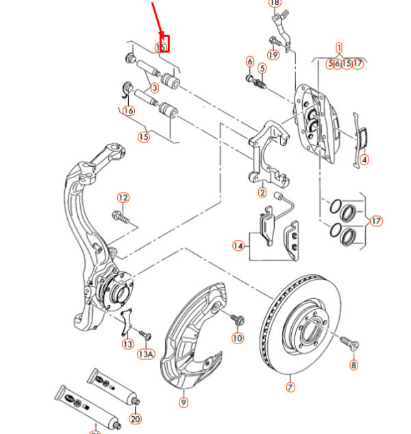 4E0698647 - NEW AUDI A6 C6 FRONT CALIPER GUIDE SOCKETS SET 4E0698647 04-10 ORIGINAL