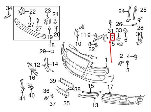 4E0807284B - NEW AUDI A8 D3 4E FRONT RIGHT BUMPER GUIDE 4E0807284B ORIGINAL