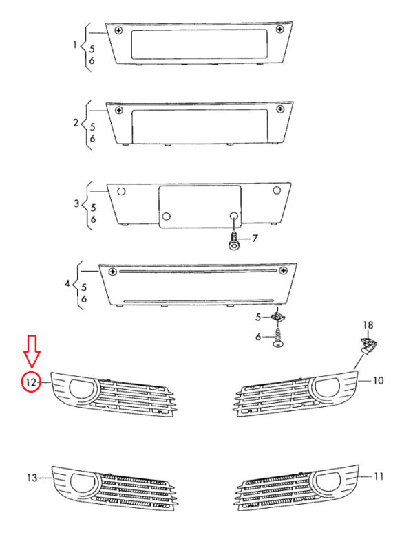 4E0807680K - NEW AUDI A8 4E FRONT BUMPER RIGHT FOG LIGHT GRILL 4E0807680K ORIGINAL