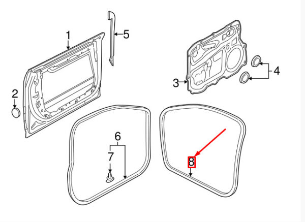 4E0831721F - AUDI A8 4E D3 FRONT INNER DOOR SEAL 4E0831721F NEW GENUINE
