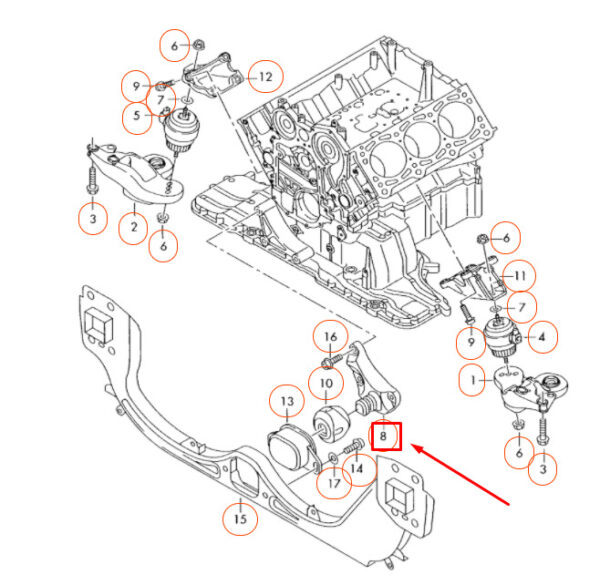 4F0199343G - NEW AUDI A6 C6 ENGINE MOUNT SUPPORT 4F0199343G ORIGINAL